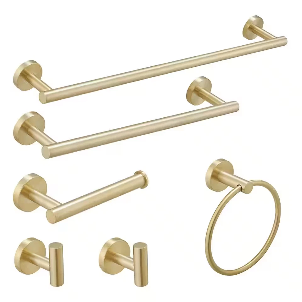 6-Piece Modern Bath Hardware Set with Towel Ring Toilet Paper Holder Towel Hook - Image 1 of 4