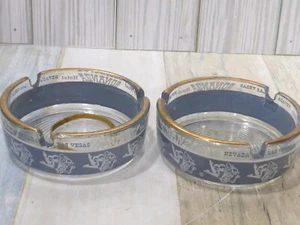 Bonanza Hotel Casino Las Vegas Souvenir Ashtray Gold Trim Tobacciana Set of 2 - Picture 1 of 11