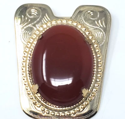 Corbata Bolo Slide con piedra de cabujón de ágata cornalina en tono dorado - estilo occidental Foto 1 de 4