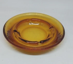 Vintage Amber Glass Table Ashtray 6.25" Round - Picture 1 of 6
