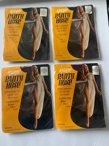 4 XL VINTAGE La Pointes Opaque Pantyhose Black, Plum, Navy, Dubonnet 1970s NIP - Picture 1 of 7