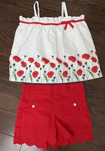 Janie and Jack Girls 6 6Y Poppy Park Outfit Tank Red Shorts EUC - Picture 1 of 8