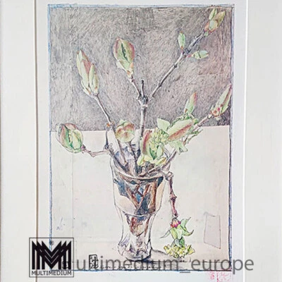 Horst Janssen (1929-1995) Farboffset Stillleben Ahorn Gegen die Zeit gezeichnet - Bild 1 von 4