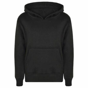 Kids Girls Boys Sweat Shirt Tops Plain Black Hooded Jumpers Hoodies Age 2-13 Yr - Picture 1 of 6