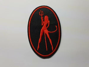 SHE DEVIL iron on or sew on Patch Lady Demon Pitchfork sexy girl Hell tail - Picture 1 of 2