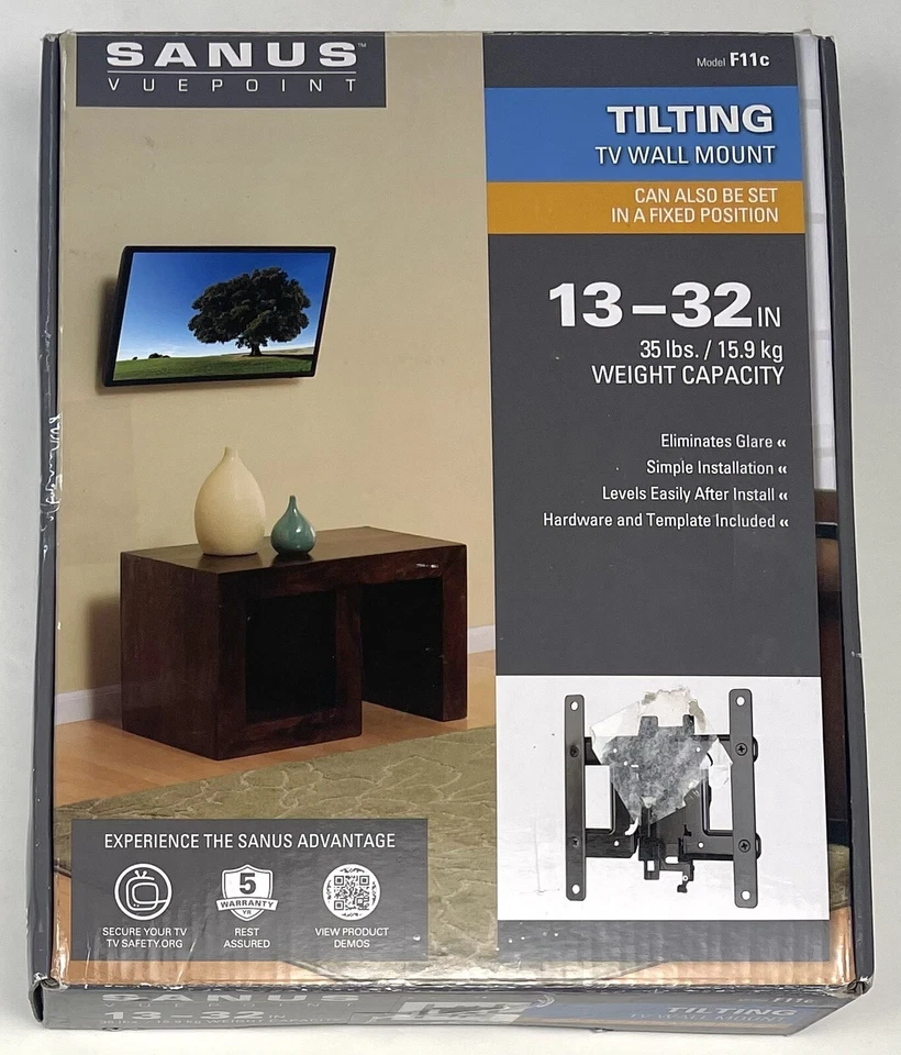 "Sanus Vuepoint F11c Small Tilting Tv 13-32\"" Wall Mount"""