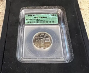 1999 P ICG MS67 Washington 25c Pennsylvania State Quarter W/ Case - Picture 1 of 4