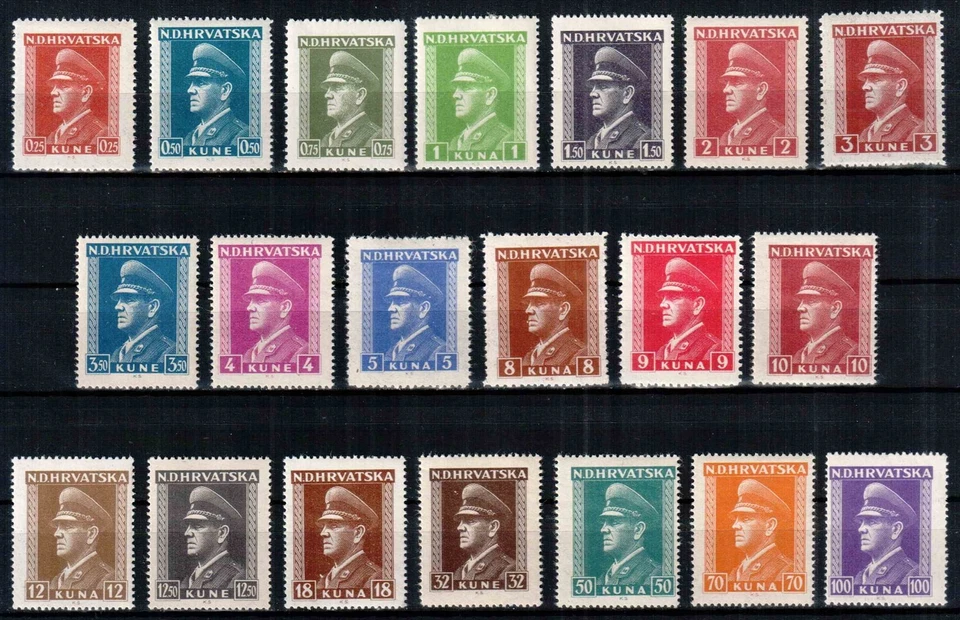 Croacia 1943, Mi#128-147, Sc#61-80, Presidente Ante Pavelich, ¡MNH! Foto 1 de 1