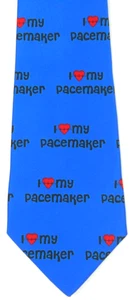 "I LOVE MY PACEMAKER" Krawatte himmelblau-ganzweiß Rückseite 100% Polyester unbenutzt - Bild 1 von 5