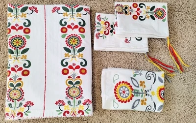 IKEA Akerkulla Full/Queen Duvet Cover Cover Set 4 Pc Scandanavian Folk Art Flora - Image 1 of 4