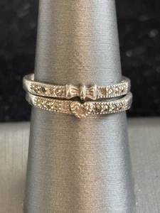2er Set dünne Sterling Markasiten Vorsteckring Bänder 925 Gr. 8,5 9 - Bild 1 von 7