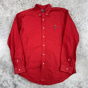 Polo Ralph Lauren Shirt Mens Extra Large Red Classic Fit Bear Embroidered Oxford - Picture 1 of 7