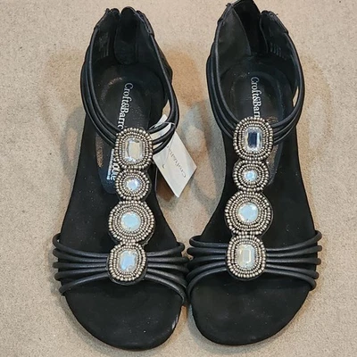 Croft & Barrow Ortholite Low Wedge Sandals Women's 7.5 Medallions New Zipper Tag - Image 1 of 4