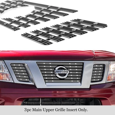 Se adapta a Nissan Frontier 2009-2021 principal superior cromado remache ancho rejilla tocho inserto Foto 1 de 4