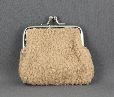 Lt Marrón Sherpa Cambio de Moneda Monedero Bolsa Bloqueo de Beso Snap Top 3.5" Inferior 3" Marco Foto 1 de 4