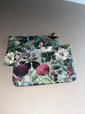 Ipsy Glam May 2024 Makeup Cosmetic Bag Set Green Floral Spring Flowers (qty 2)