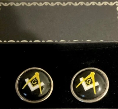 Sterling silver Masonic Freemasons Masonry Tbar shirt Cufflinks men’s jewellery - Image 1 of 4
