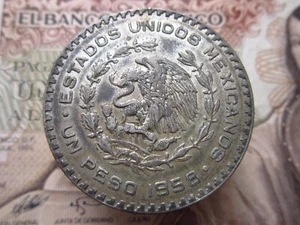 MEXICO 1 Peso 1958 0.100 Silver Jose Morelos Mexicanos World Coin g8744 - Picture 1 of 2