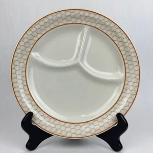 Vtg Sterling China Restaurant Ware Honeycomb Rim Divided Sectioned Plate 9.5” - Picture 1 of 7