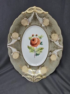 Ridgway China Footed Compote / Taza Hand Painted Fuchia Flowers 11 1/2 X 8 1/2" - Picture 1 of 10