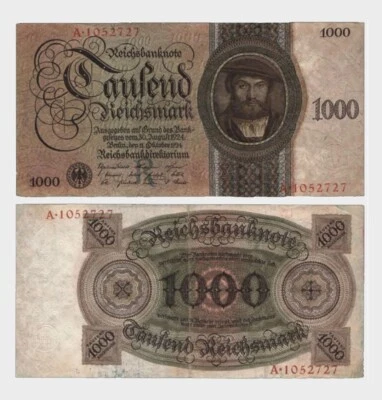 Germany - 1924 - 1000 Reichsmark - "F+"  #CO4487 - Image 1 of 4