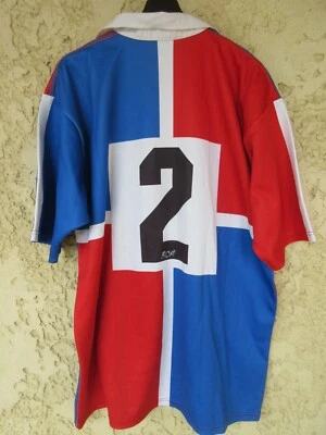 Maillot rugby porté n°2 ROC SPORT vintage damier bleu blanc rouge XXL shirt - Photo 1/3