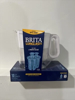 Brita Longlast 10 Cup Water Filter System Pitcher W/ Bonus 2 Pack Filters - Image 1 of 2