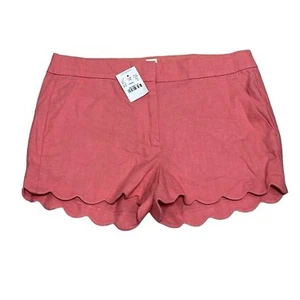 Crewcuts Girls Scalloped Hem Linen Blend Shorts Size 14 Coral - Picture 1 of 9