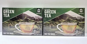 LOT 2 x All Natural Green Tea Bag w/Tag & String 100 Tea Bags/Box ~ Total 200 - Picture 1 of 2
