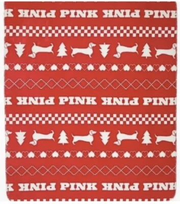 Victoria’s Secret PINK  Cozy-Plush Blanket 50x60 Sherpa Red and White Christmas - Image 1 of 3