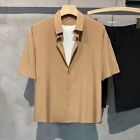 Comfy Stylish Shirt Tops Loose Office Sleeve Shirt Solid Color Ice Silk