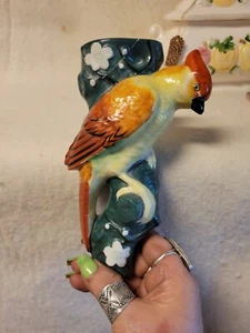 Handpainted Bird Wall Pocket Made In Japan 7.5" Long. Repaired - Picture 1 of 8