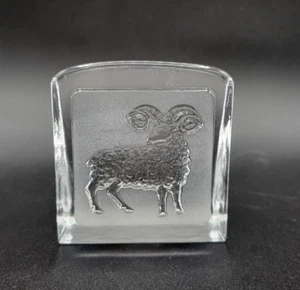 Nybro Sweden Paul Isling Ram Zodiac Aries Vintage Art Glass Paperweight 3.25" - Picture 1 of 7