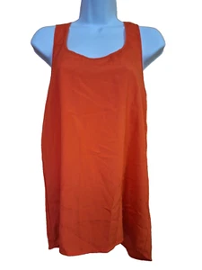 Soprano Orange Sheer Light Tank Racerback Scoop Neck Sleeveless Long Back Medium - Picture 1 of 10