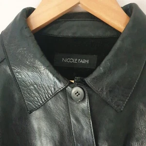 LADIES NICOLE FARHI BLACK 100% Leather VINTAGE BUTTON UP Jacket NO POCKETS - Picture 1 of 4