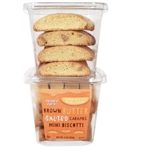 2 Pack Trader Joe's Brown Butter Salted Caramel Mini BIscotti 9 oz Each LIMITED - Picture 1 of 2