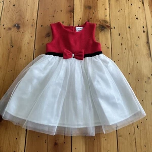 BLUEBERI BOULEVARD Girls Size 4 Holiday Dress Red Ivory Black Tulle Glitter Bow - Picture 1 of 11