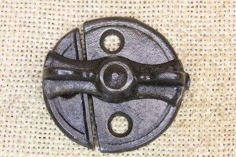 Old Jelly Cupboard Cabinet Door Turn Button Latch 1 3/4" Back Plate Vintage Iron Cover