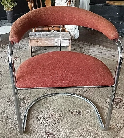 Mid-Century Modern SS33 Anton Lorenz For Thonet Chrome & Fabric Chair Cover