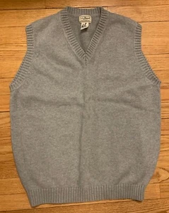 LL BEAN Sweater Vest 100% Cotton Gray Men's Large Regular - Picture 1 of 2