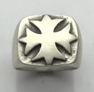 MJG PLATA ESTERLINA. ANILLO CRUZADO MALTÉS. HARLEY. MOTOCICLISTA. GUITARRISTA. Talla 9 - Imagen 1 de 7