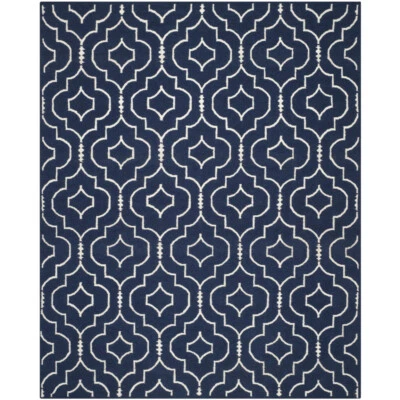 SAFAVIEH Dhurries DHU637D Handwoven Navy / Ivory Rug - Image 1 of 4
