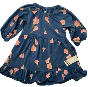 Nuevo con etiquetas Vestido Tea Collection Niñas 2T 2 Azul Floral Volantes Dobladillo - Imagen 1 de 6