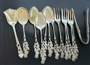 VINTAGE GERMAN ''ANTIKO'' 800 SILVER TEA/COFFEE ROSE PATTERN FLATWARE SET - Picture 1 of 11