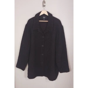 Eileen Fisher Wolle Boucle Peacoat lila Knopf klassisch minimalistisch Größe 2X - Bild 1 von 4