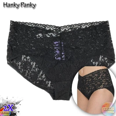 NUEVO CON ETIQUETAS 1-Pack Hanky Panky Para Mujer 2X Talla Grande Retro Encaje V-kini 9K2124X Negro $39 Foto 1 de 4