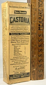 RARE NEW OLD STOCK CASTORIA PATENT QUACK MEDICINE BOTTLE FLETCHER CIRCA 1900 USA - Picture 1 of 12
