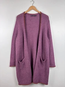 Suéter Largo Gudrun Sjoden Cárdigan Abierto Algodón Alpaca Lana Púrpura Rosa Talla L - Imagen 1 de 8
