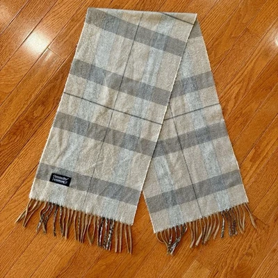 Vintage Christian Dior Cashmaire Scarf Beige Tan Plaid Academia Old Money Japan - Image 1 of 4