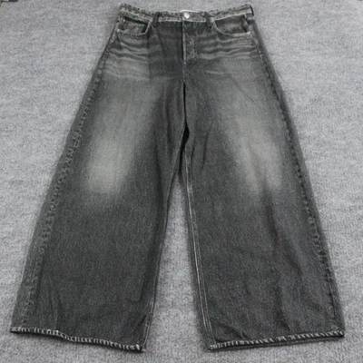 Rag Bone Pants Women 32 Miramar Sofie Wide Leg Cropped Black Sweatpant Jean Chic - Image 1 of 4